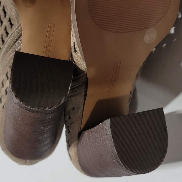 VINCE CAMUTO Brown Suede Ankle Boots Womens High Heel Booties Size 8M - Picture 13 of 16